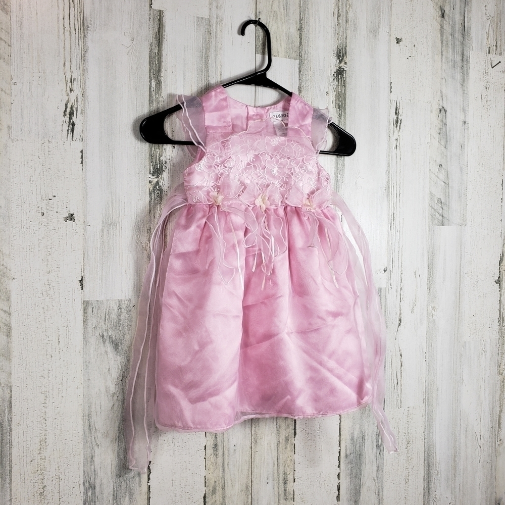 Girls George pink flower lace dress size 4
